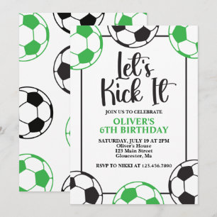 Soccer Green en Black Verjaardag Kaart