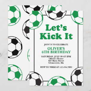 Soccer Green en Black Verjaardag Kaart