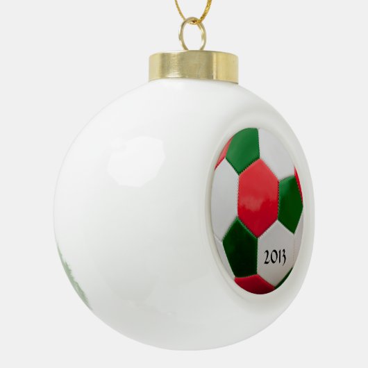 Soccer Green en Red Keramische Bal Ornament (Links)