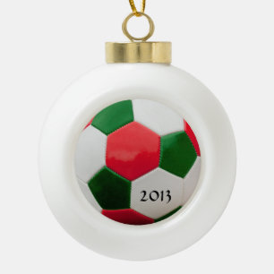 Soccer Green en Red Keramische Bal Ornament