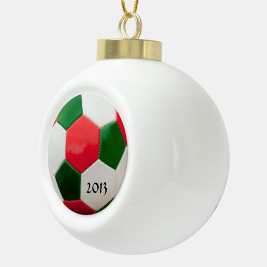 Soccer Green en Red Keramische Bal Ornament (Rechts)