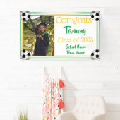 Soccer Green & Gold One Photo Afstuderen Spandoek (Insitu)