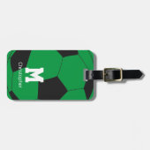 Soccer Green Monogram & Naam Bagagelabel (Voorkant horizontaal)
