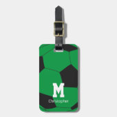 Soccer Green Monogram & Naam Bagagelabel (Voorkant verticaal)