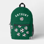 Soccer Green Personalised Kids Back to School Bedrukte Rugzak (Voorkant)