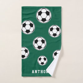 Soccer Green Personalised Kids Back to School Handdoek