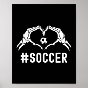 Soccer Halloween Skeleton Heart Sports Pride Poster