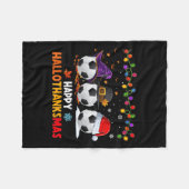 Soccer Halloween Thanksgiving Xmas Happy Hallothan Fleece Deken (Voorkant (Horizontaal))