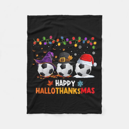 Soccer Halloween Thanksgiving Xmas Happy Hallothan Fleece Deken (Voorkant)