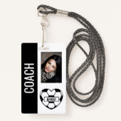 Soccer Heart Photo Template Black en White Coach Badge (Voorkant met draagriem)
