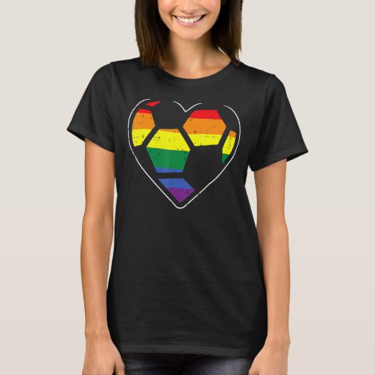 Soccer Heart Sport Lgbetq Rainbow Gay Pride Ally T-shirt (Voorkant)