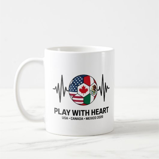 Soccer Heartbeat USA Canada Mexico 2026 Koffiemok (Links)
