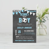 SOCCER Het is een Jongen Baby shower Chalkboard Bl Kaart (Staand voorkant)