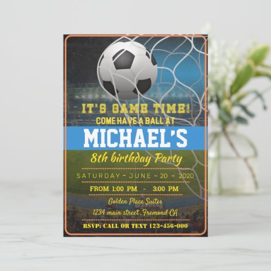 Soccer Invitation Kaart (Staand voorkant)