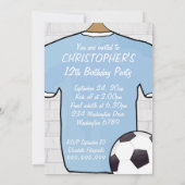 Soccer Jersey Sky Blue en White Birthday Party Kaart (Achterkant)