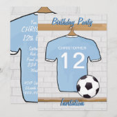 Soccer Jersey Sky Blue en White Birthday Party Kaart (Voorkant / Achterkant)