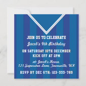 Soccer Jersey Thema Party Invites, Football, Blauw Kaart (Voorkant)