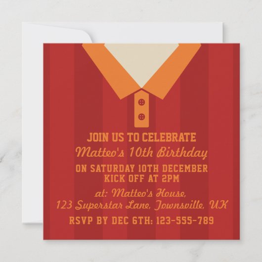 Soccer Jersey Thema Party nodigt uit tot Sjabloon, Kaart (Voorkant)