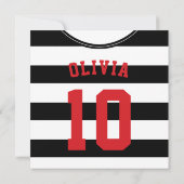 Soccer Jersey Thved Party Invites Sjabloon, Black Kaart (Achterkant)