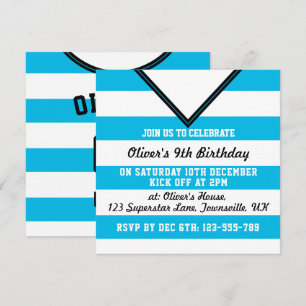 Soccer Jersey Thved Party Invites Sjabloon, Blue Kaart