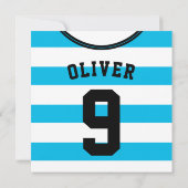 Soccer Jersey Thved Party Invites Sjabloon, Blue Kaart (Achterkant)
