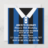 Soccer Jersey Thved Party Invites Sjabloon, Blue Kaart (Voorkant)