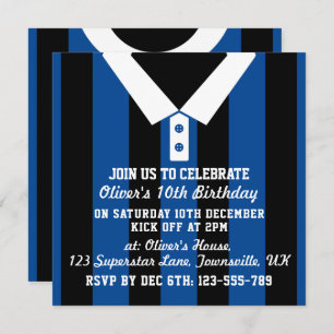 Soccer Jersey Thved Party Invites Sjabloon, Blue Kaart