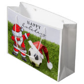 Soccer Kerstfootball Santa Dabbing Feestdagen Groot Cadeauzakje (Voorkant Gekanteld)
