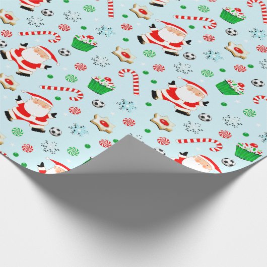 Soccer Kerstmis Cadeaupapier (Hoek)