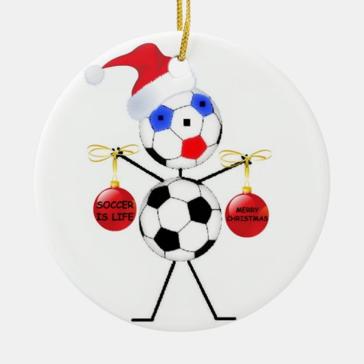 Soccer Kerstmis Keramisch Ornament (Voorkant)