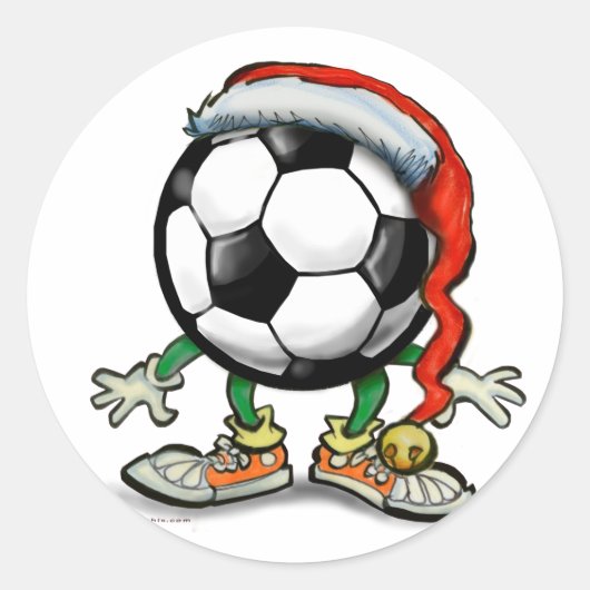 Soccer Kerstmis Ronde Sticker (Voorkant)