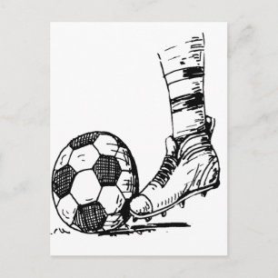 SOCCER KICKER BLACK EN WHITE BRIEFKAART