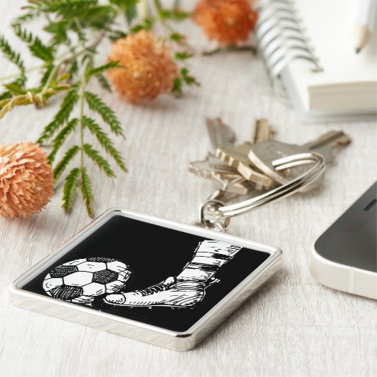 SOCCER KICKER BLACK EN WHITE SLEUTELHANGER (Zijkant)