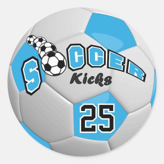 Soccer Kicks | Baby Blue Ronde Sticker (Voorkant)