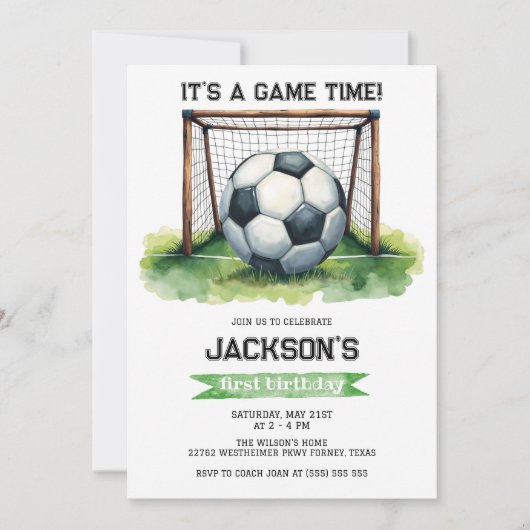 Soccer Kids Boy Birthday Party Invitation Kaart (Voorkant)