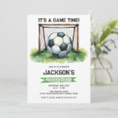 Soccer Kids Boy Birthday Party Invitation Kaart (Staand voorkant)