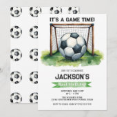 Soccer Kids Boy Birthday Party Invitation Kaart (Voorkant / Achterkant)