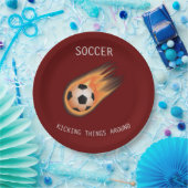 SOCCER" KIJKDINGEN ROND" papieren borden. Bordje (Feest)