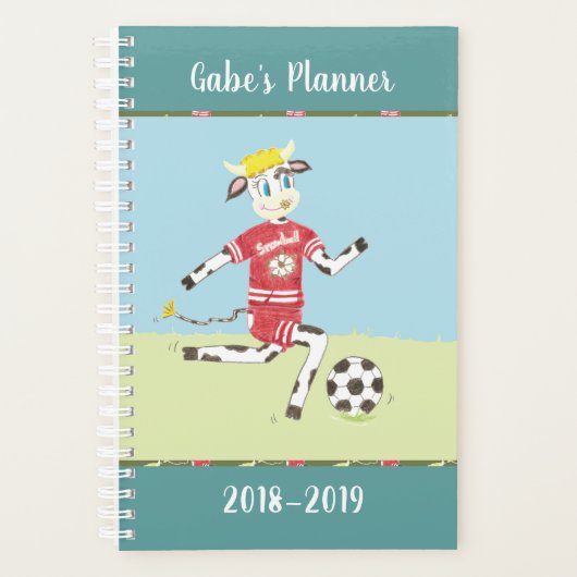 Soccer koe kind schoolplanner planner (Voorkant)