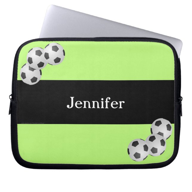 Soccer Laptop Computer Sleeve, Kiwi & Black Laptop Sleeve (Voorkant)