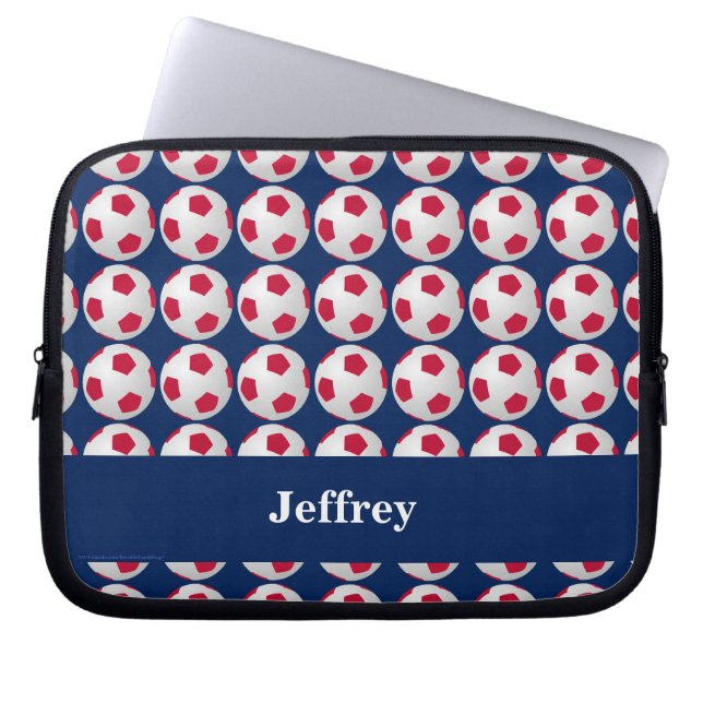 Soccer Laptop Computer Sleeve, Rood wit en Blauw Sleeve (Voorkant)