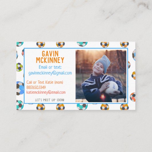 Soccer Laten we het contact van het Kind vermoorde Contactkaartje (Achterkant)