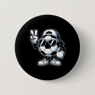 Soccer Ll With Sungles Funny Boys Men Soccer Lover Ronde Button 5,7 Cm
