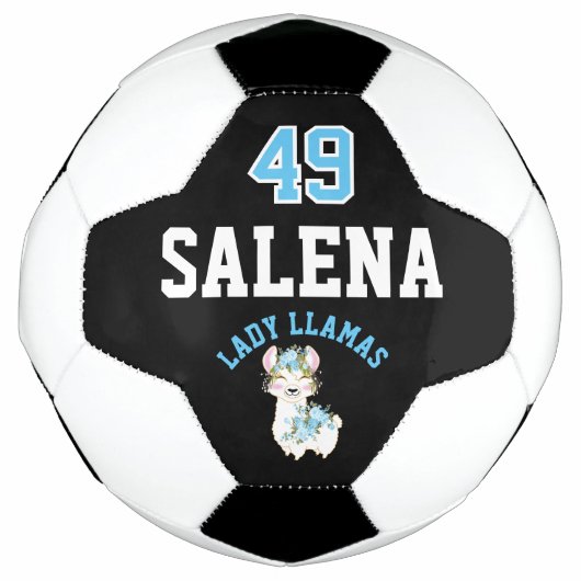 Soccer Llama - Blue, Black and White Voetbal (Voorkant)