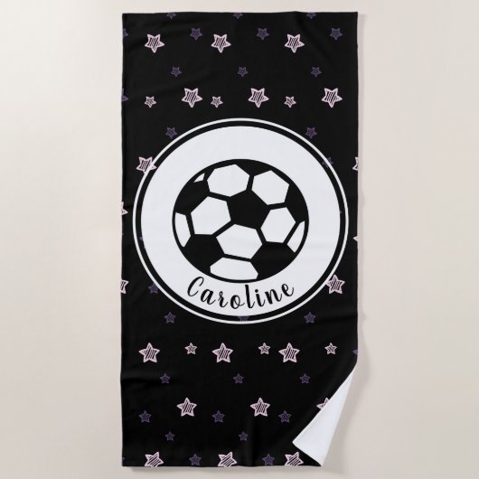 Soccer Love Cute Star Pattern Girls Personalized Strandlaken (Voorkant)