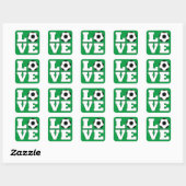 Soccer LOVE Fun Sportspeler Vierkante Sticker (Vel)