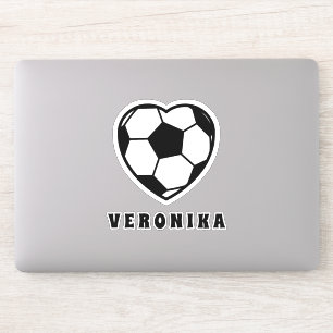 Soccer Love Heart Shaped Ball & Girl's Name Sporty Sticker