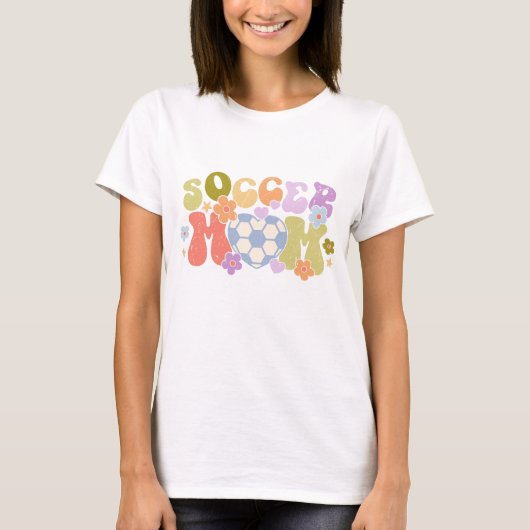 Soccer Mam Ball Heart Floral Retro T-shirt (Voorkant)