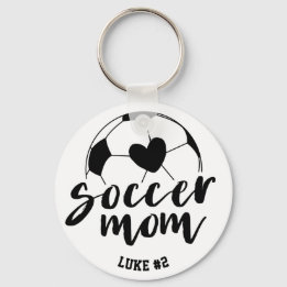 Soccer Mam Heart Ball Persoonlijke naam en nummer Sleutelhanger