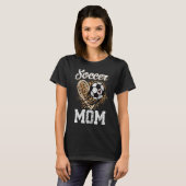 Soccer Mam Leopard Ball Moederdag T-shirt (Voorkant volledig)